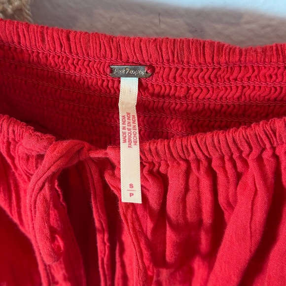 ✌🏼❤️ Free People Corset Medieval Bohemian Gypsy Red Women's Tie Hippie Top Small - Picture 2 of 8